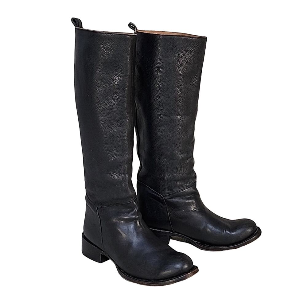 Ash Black Leather Knee High Pull On Riding Boots, Women's 37/US6